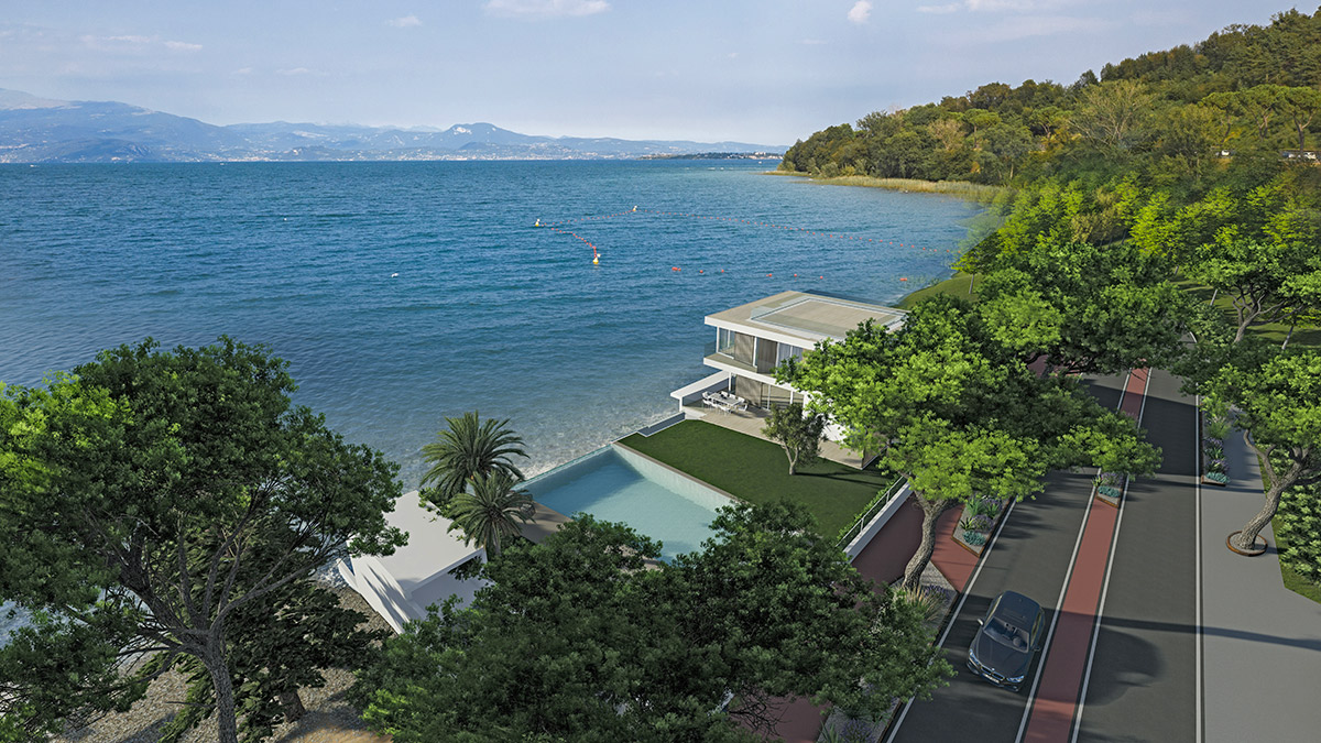 Glass House villa in costruzione sulle rive del Lago a Desenzano