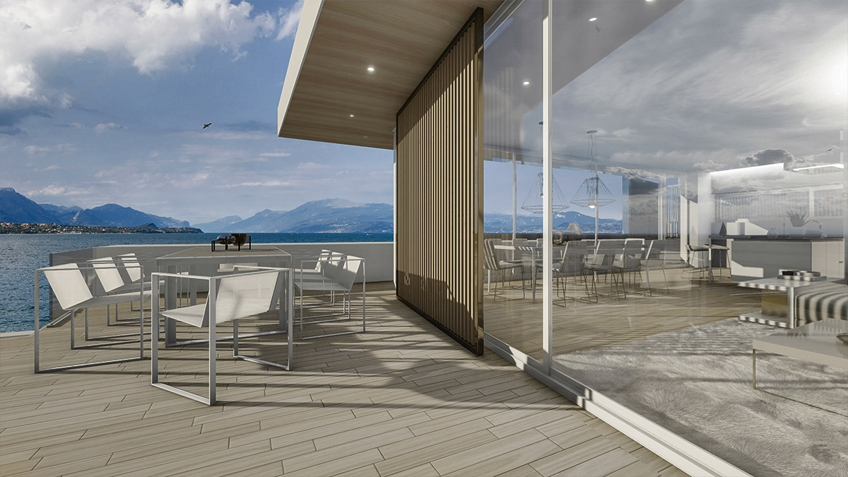 Design trasparente, vista mozzafiato: il tuo angolo di paradiso contemporaneo sul lago di garda