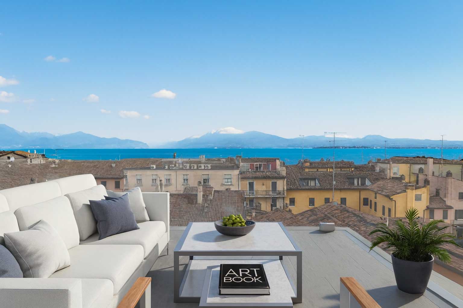 Terrazza vista lago Galleria Barchetta attico prestigioso Desenzano